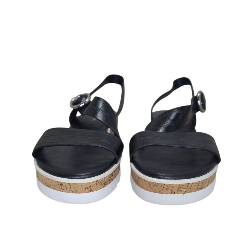 Marc Fisher Grandie Wedge Sandal  Black Croc Print Size 9.5 M - Picture 4 of 11